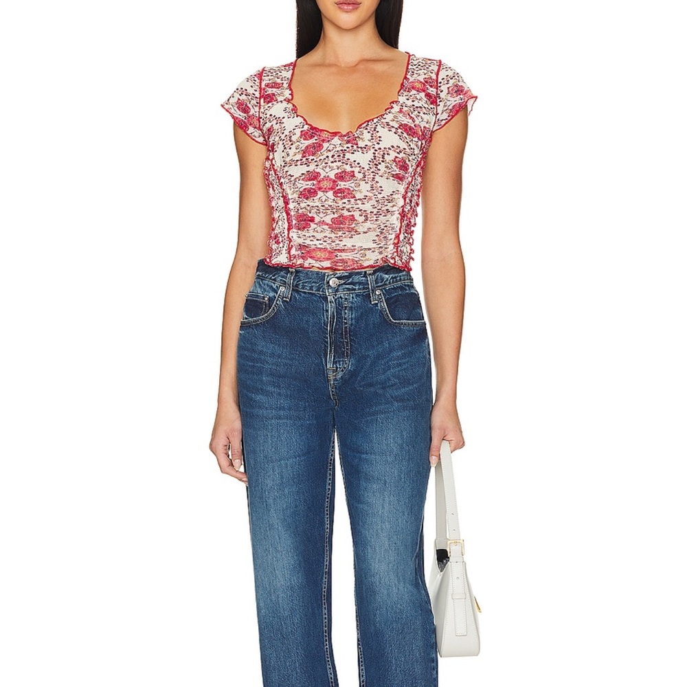 Free People red floral blouse - Picture 9 of 11